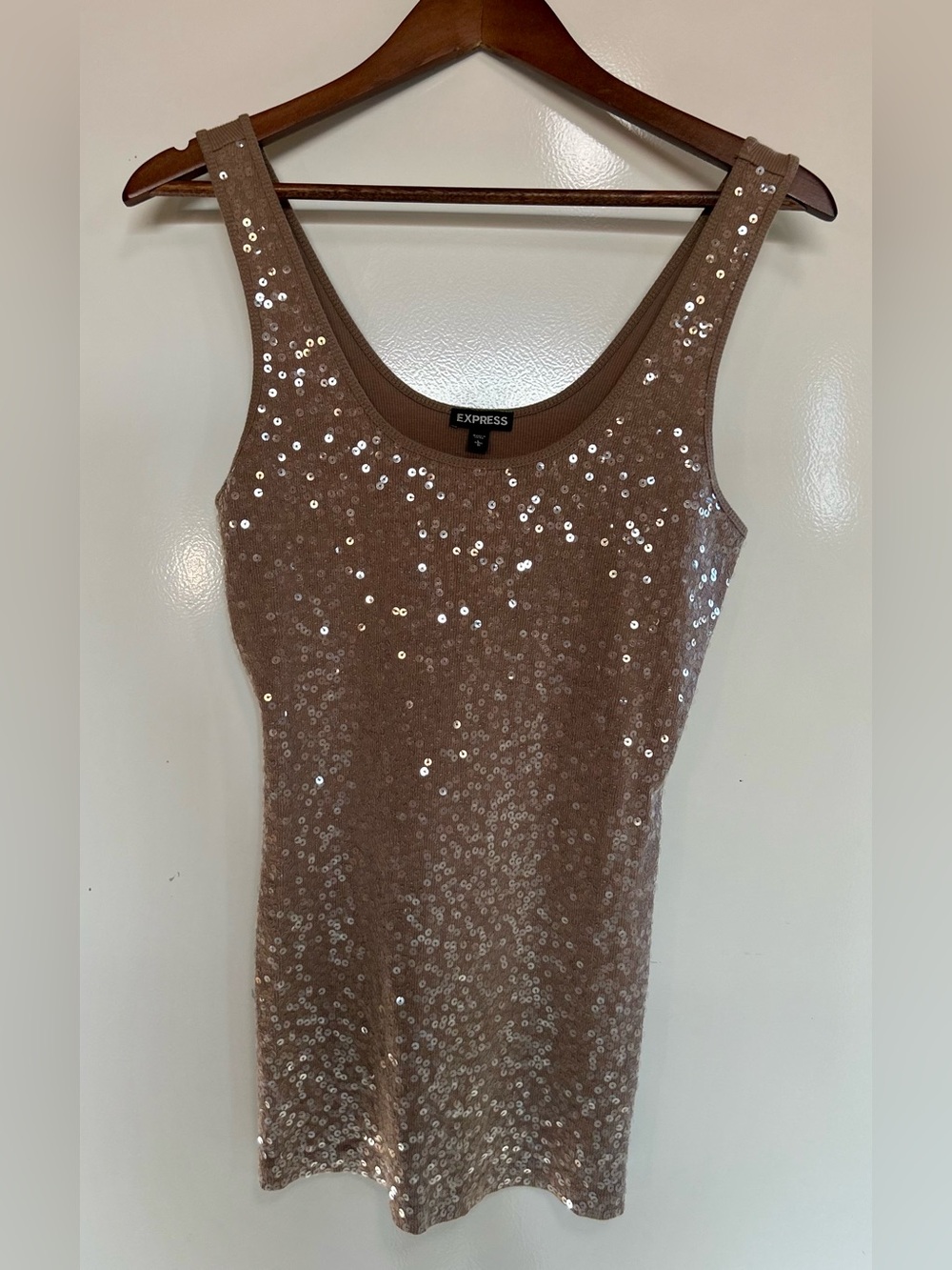 Express Taupe Sequined Tank Sz L